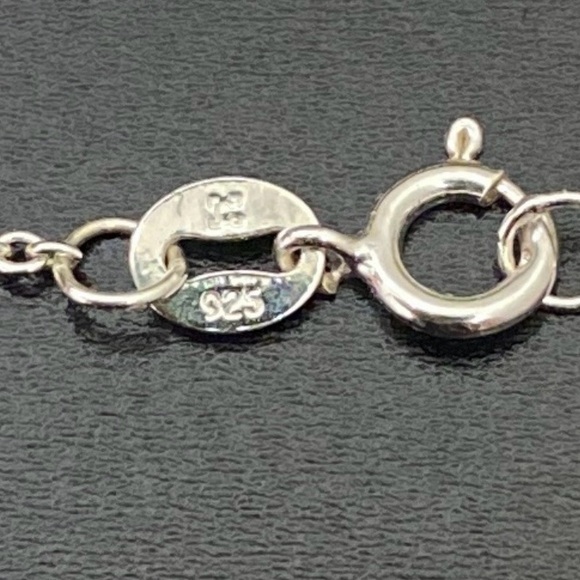 Sterling Silver 925 Signed Green Opal Cross Pendant 18” Necklace 3g. - Picture 14 of 16